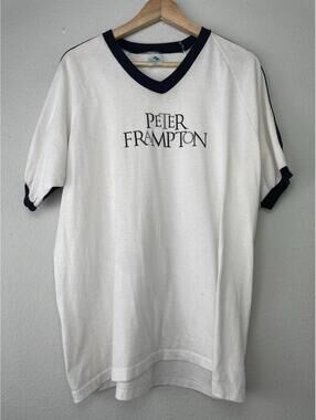Vintage Peter Frampton V Neck Ringer Tshirt Augusta Tag USA XL Distressed